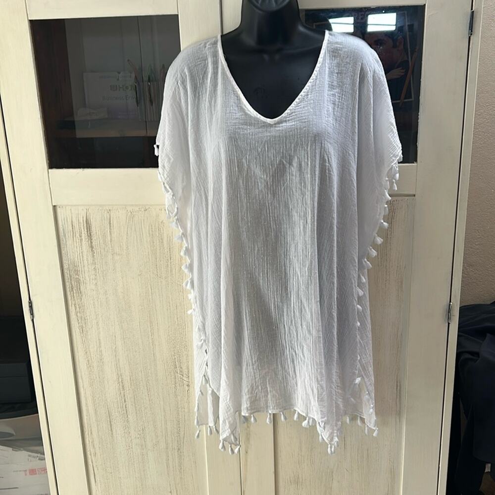 Seafolly Amnesia Kaftan Tassel Trim Cover-up